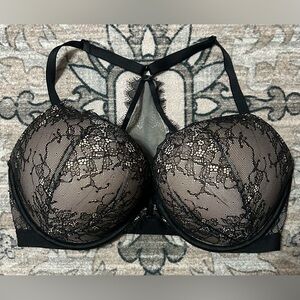 Victorias Secret Bombshell Bra 36D Black Lace Front Snap Racerback Add 2 Cups